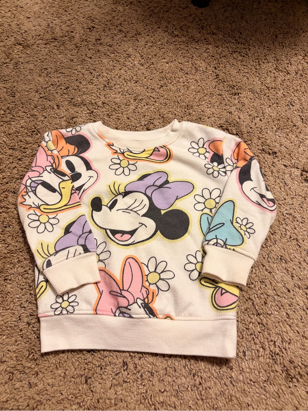 Disney Girls Cream Sweatshirt with Pastel Minnie & Daisy Print